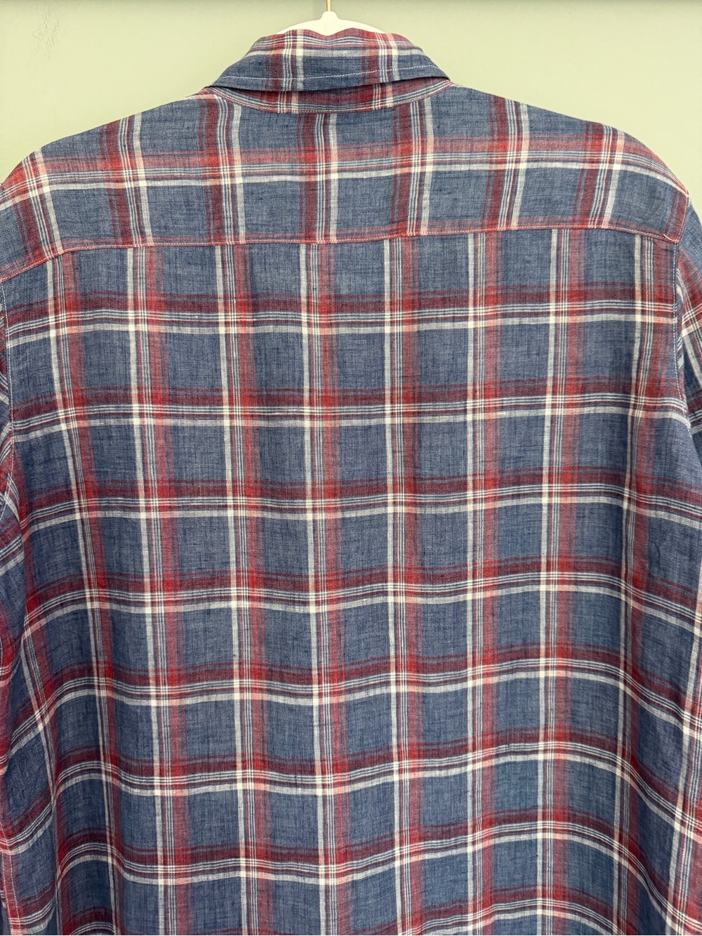 Frank & Eileen "Mary" 100% Linen Red White Blue Plaid‎ Button Front Shirt Dress - Picture 10 of 16
